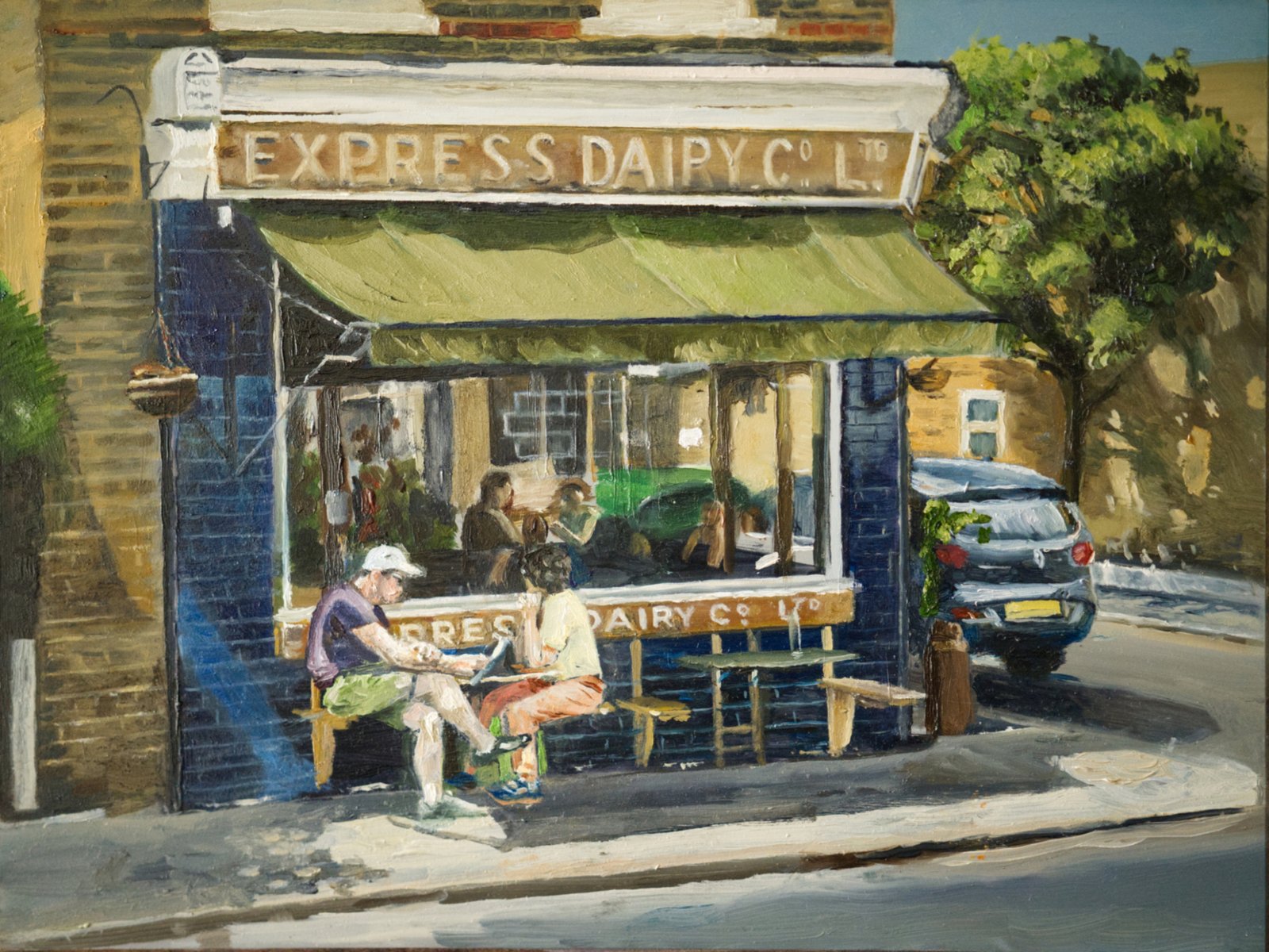 Blue Brick Cafe oil on gesso board 9 x 12 inches