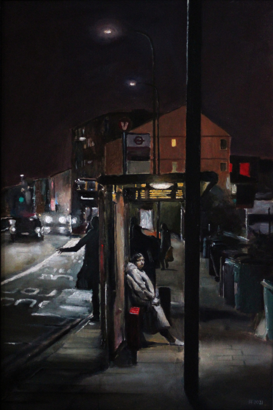 Bus stop New Cross Road 8.20pm 610 x 914mm