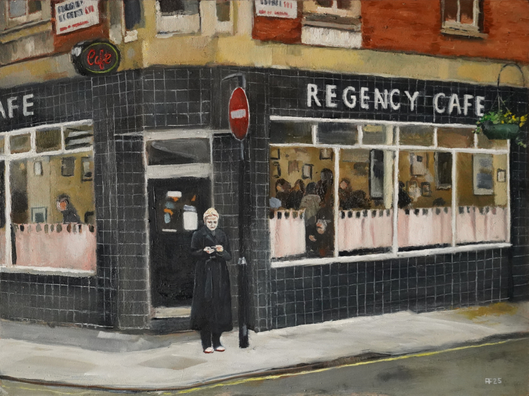 Regency Cafe oil on gesso board 12 x 16 inches